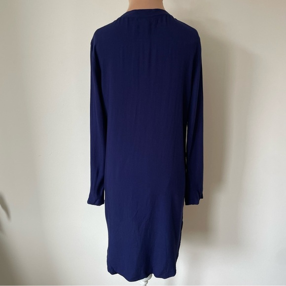Anthropologie Cloth Stone Blue Rayon Long Sleeve V-Neck Soft Tunic Dress EUC XS - Picture 3 of 10